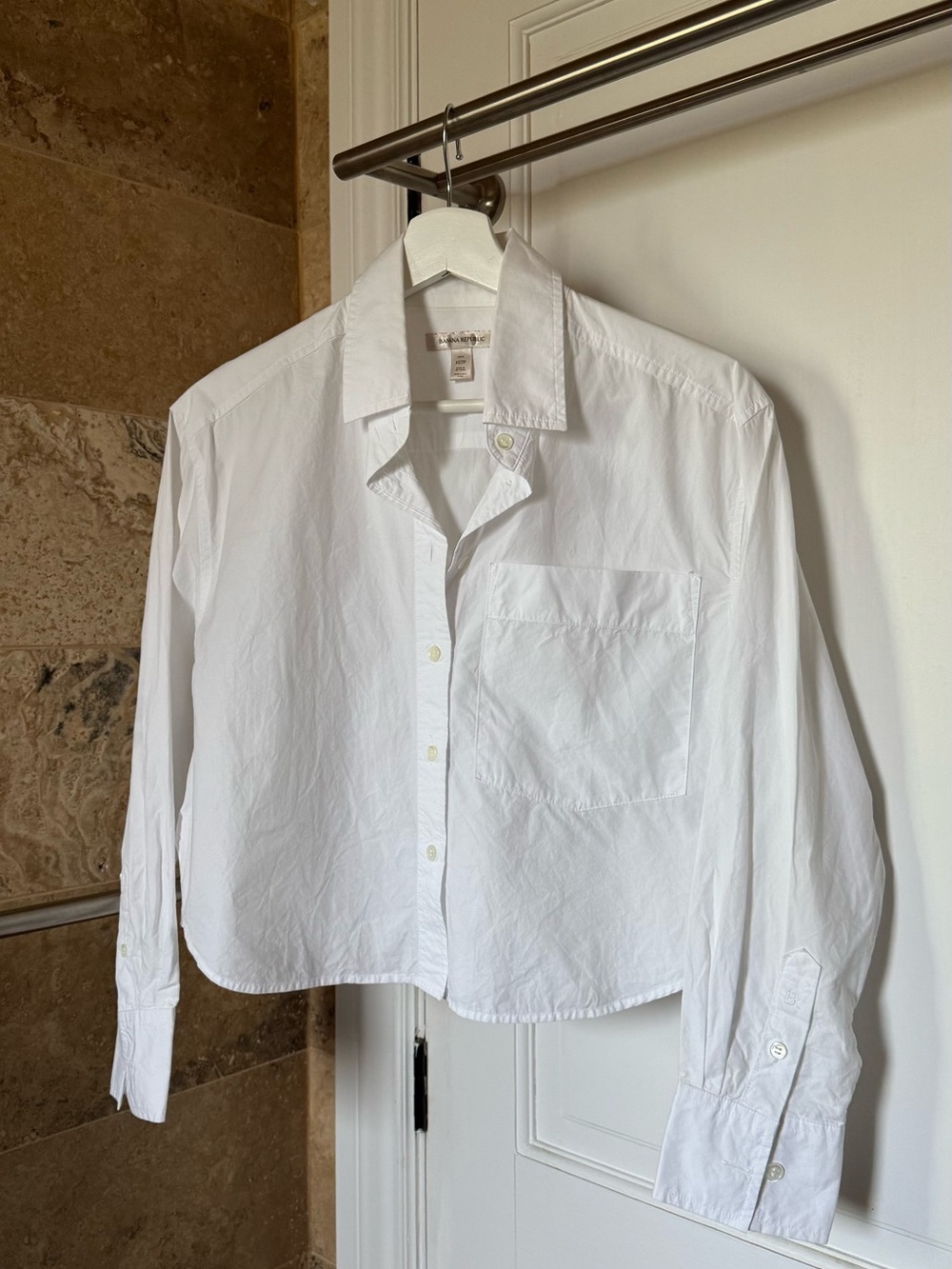 Banana Republic Boxy Crop Shirt - White, XS